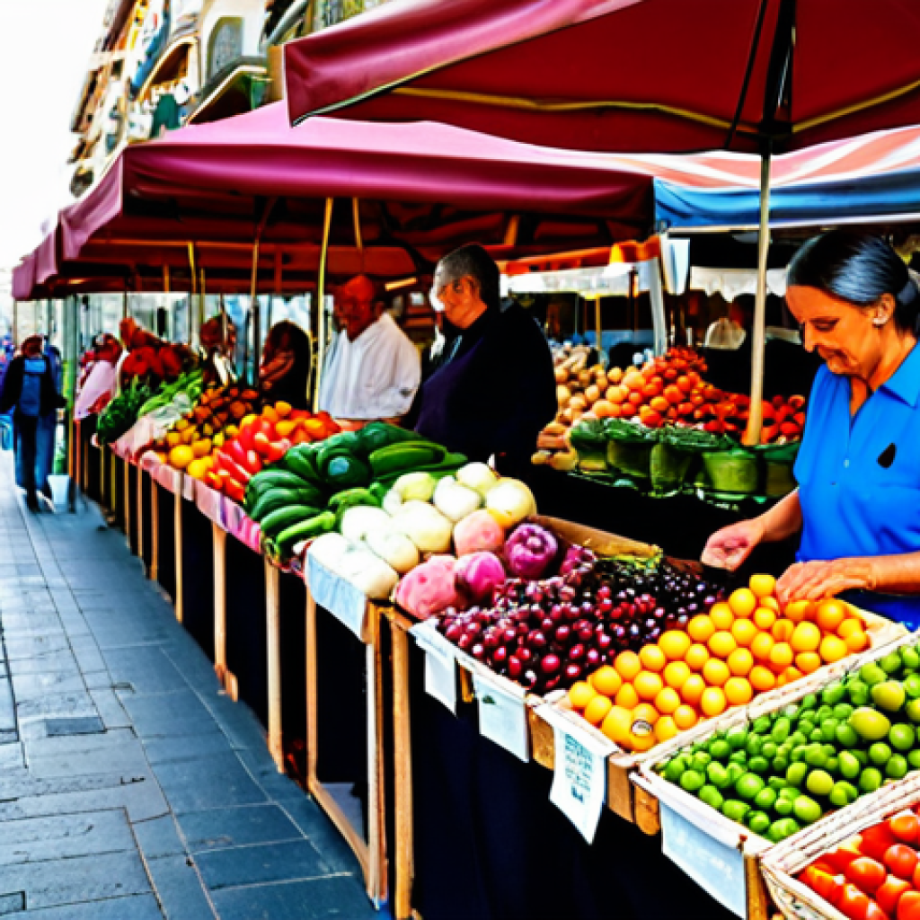 **

"A vibrant street market in Barcelona, Spain, filled with colorful produce and local artisans, fully clothed vendors in traditional Spanish attire, safe for work, appropriate content, family-friendly atmosphere, perfect anatomy, natural proportions, high-quality photography, professional"

**