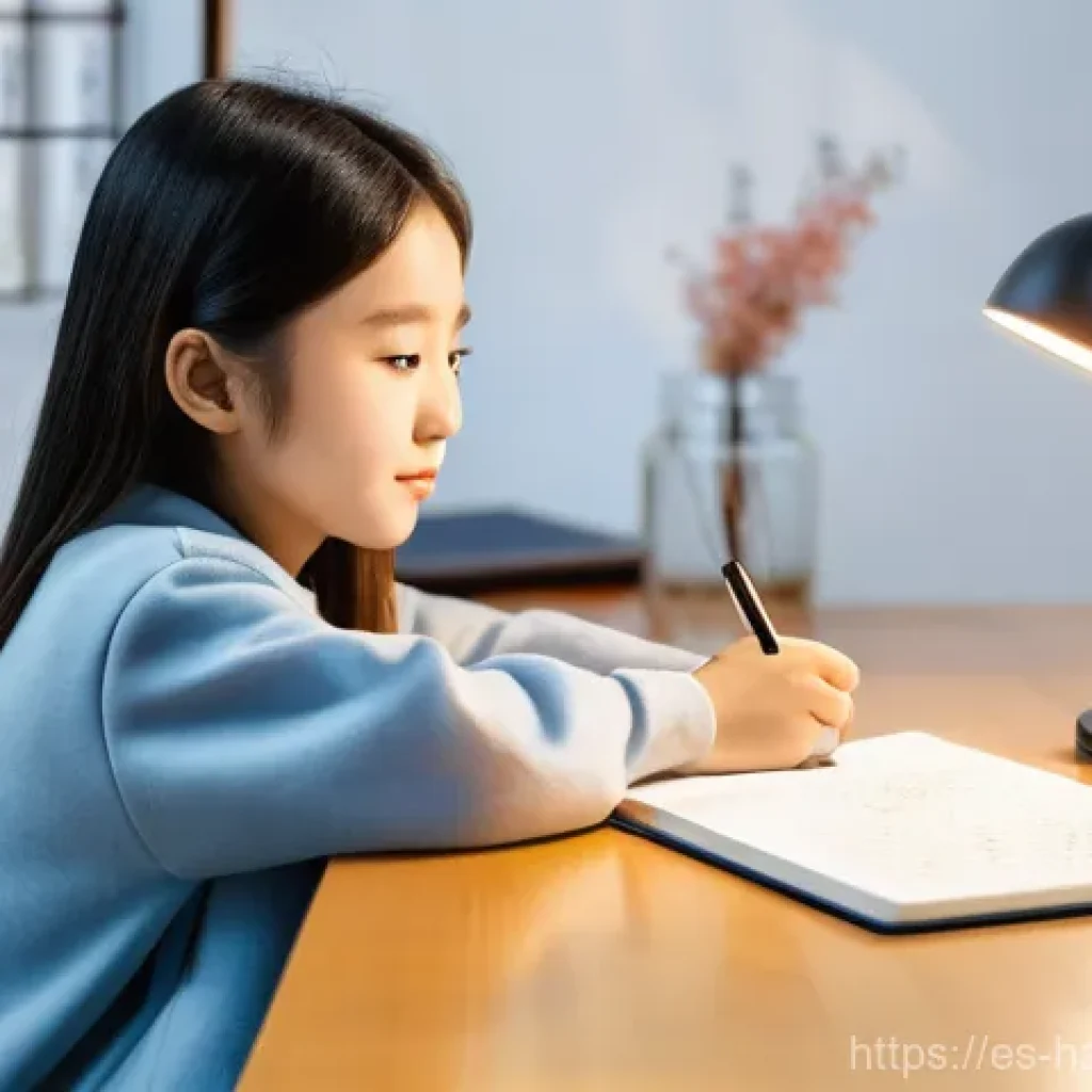 한글과 한국 전통 음악 - **Prompt:** A young, diverse student (gender-neutral) sits comfortably at a modern wooden desk, illu...